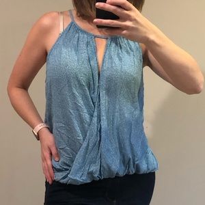 Wrap front halter blue cheetah print